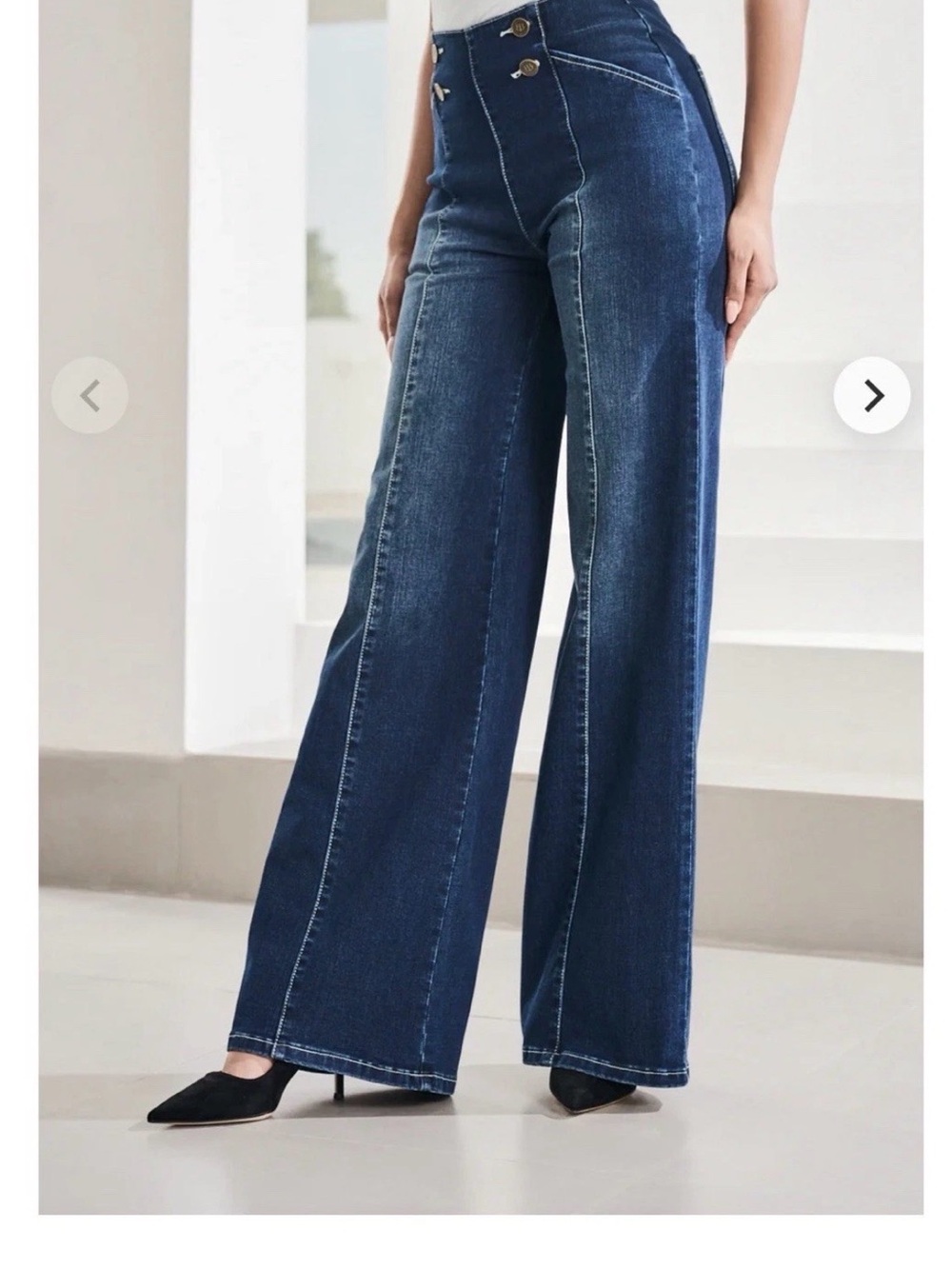 Betabrand XS Petite Atlantic Jean Wide (Roma Wash) Denim Bootcut Yoga Denim 30”